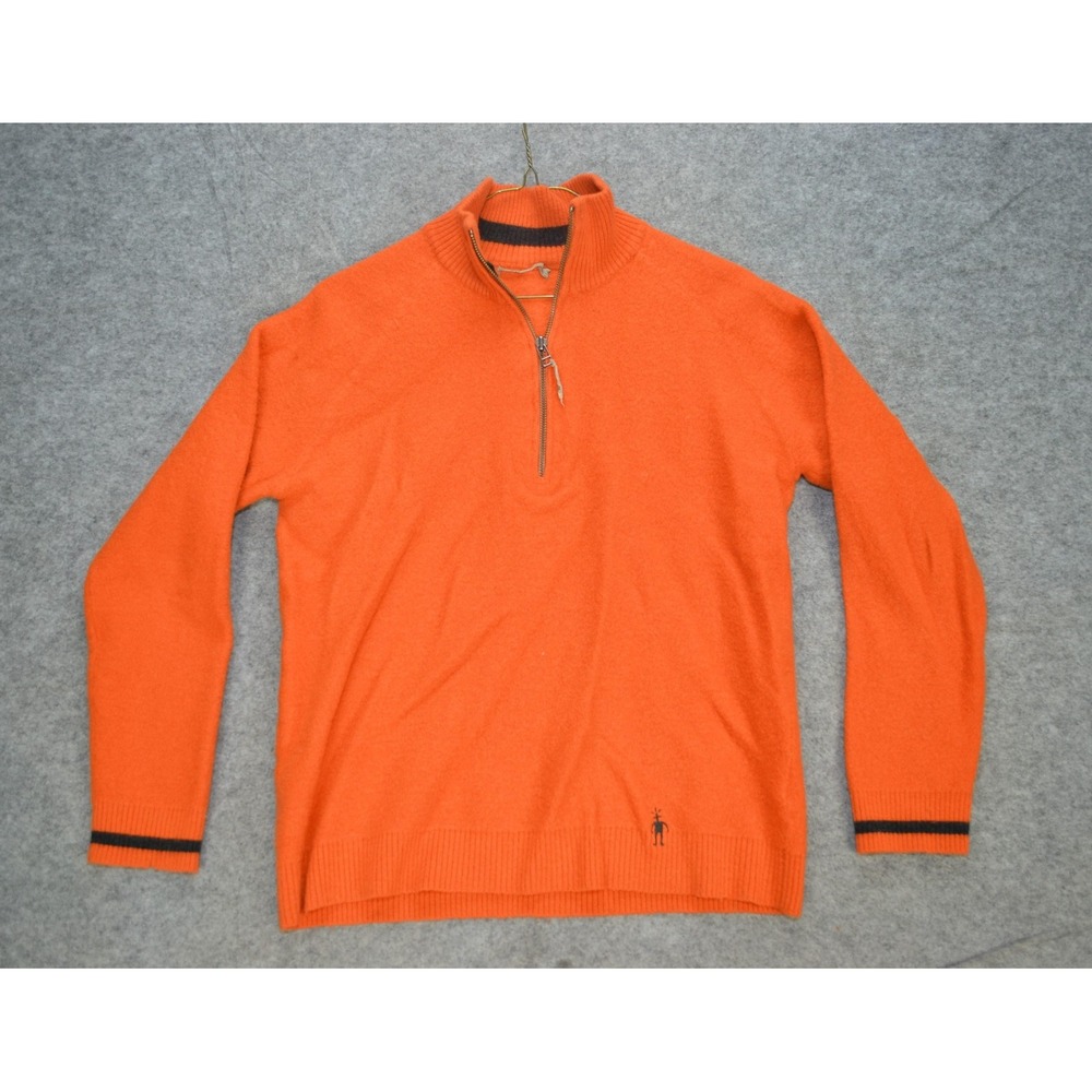 Smartwool‎ Sweater Womens Large Orange 1/4 Zip Merino Wool Knit Pullover Outdoor